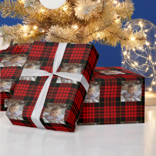 Weihnachten Rot Grün Kariert Foto Hinzufügen   Geschenkpapier