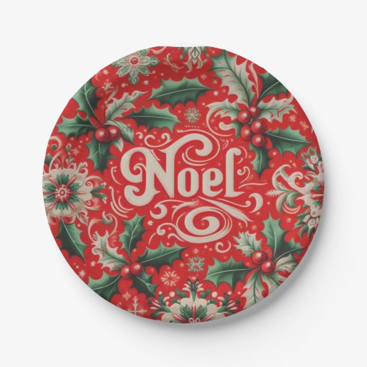 Weihnachten Rot & Grün  Pappteller (Vorderseite)