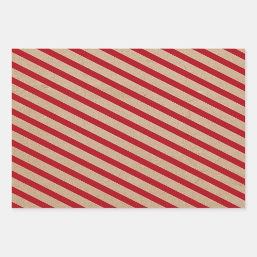 Weihnachten Rot Grün & Weiß Streifen Rustikale Kra Geschenkpapier Set (Vorderseite 2)