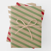 Weihnachten Rot Grün & Weiß Streifen Rustikale Kra Geschenkpapier Set (Beispiel)