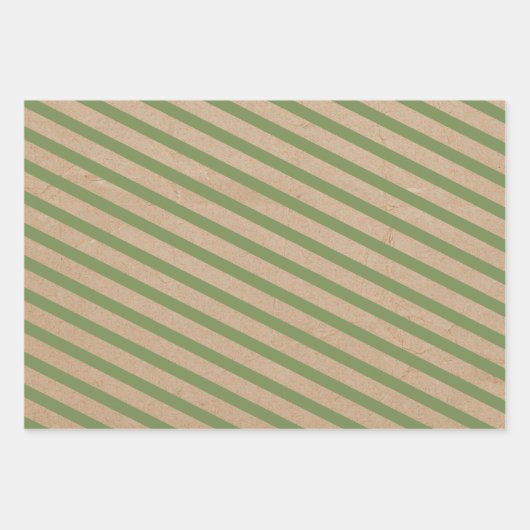 Weihnachten Rot Grün & Weiß Streifen Rustikale Kra Geschenkpapier Set (Vorderseite)