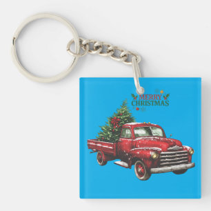 Weihnachten, rot, LKW, vintage, Schlüsselanhänger