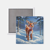 Weihnachten Rot-Nase-Rentier Magnet (Vorderseite/Rückseite)