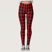 Weihnachten Rot-Schwarz-Karierte Leggings (Vorderseite)