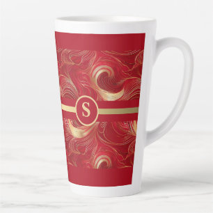 Weihnachten Rot und Gold Latte Tasse marmoriert