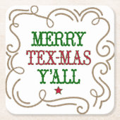 Weihnachten Rot und Grün Merry Tex-Mas Y'all Rechteckiger Pappuntersetzer (Vorderseite)
