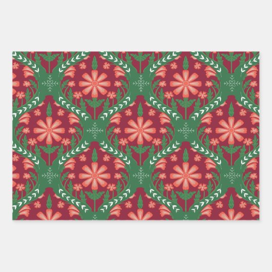 Weihnachten Rot und Grün Muster Geschenkpapier Set (Vorderseite 2)