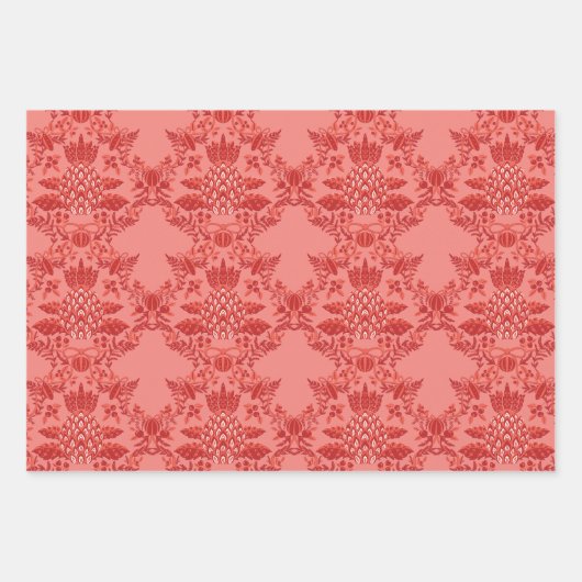 Weihnachten Rot und Grün Muster Geschenkpapier Set (Vorderseite)