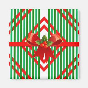 Weihnachten Rot und Grün Streifen Bow Geschenkmaga Magnet