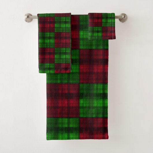 Weihnachten rot und grün Tartan. Badhandtuch Set (Insitu)