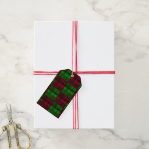 Weihnachten rot und grüner Tartan. Geschenkanhänger
