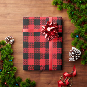 Weihnachten Rot und Schwarz Büffel Karo Geschenkpapier