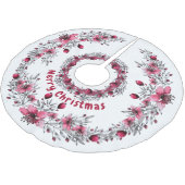 Weihnachten Rot und Weiß Blumen Elegant Polyester Weihnachtsbaumdecke (Schrägansicht)