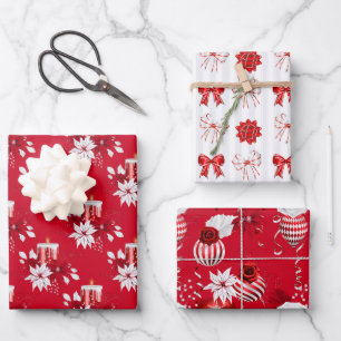 Weihnachten Rot und Weiß Geschenkpapier Set