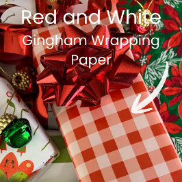 Weihnachten Rot-Weiß Gingham Geschenkpapier