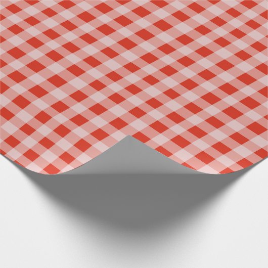 Weihnachten Rot-Weiß Gingham Geschenkpapier (Ecke)