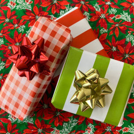 Weihnachten Rot Weiß Grün Streifen und Gingham 3er Geschenkpapier Set