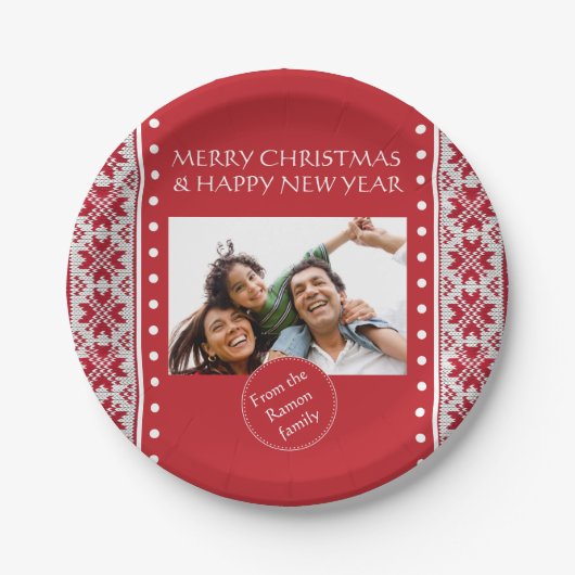 Weihnachten rot/weiß pappteller (Vorderseite)