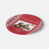 Weihnachten rot/weiß pappteller (Schrägansicht)