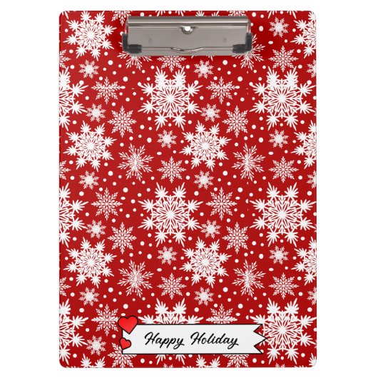 Weihnachten Rot & Weiß Schneeflocke Nahtloses Must Klemmbrett (Vorderseite)