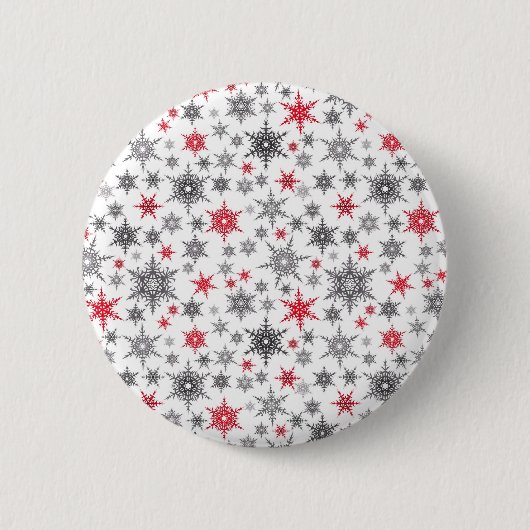 Weihnachten, rot, weiß, Schneeflocken, Winter Button (Vorderseite)