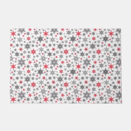 Weihnachten, rot, weiß, Schneeflocken, Winter Fußmatte (Vorderseite)