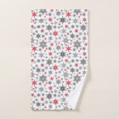 Weihnachten, rot, weiß, Schneeflocken, Winter, Neu Badhandtuch Set (Handtuch)
