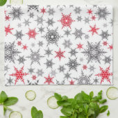 Weihnachten, rot, weiß, Schneeflocken, Winter, Neu Geschirrtuch (Gefaltet)