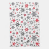 Weihnachten, rot, weiß, Schneeflocken, Winter, Neu Geschirrtuch (Vertikal)