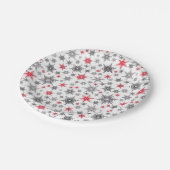 Weihnachten, rot, weiß, Schneeflocken, Winter, Neu Pappteller (Schrägansicht)