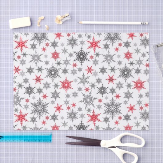 Weihnachten, rot, weiß, Schneeflocken, Winter, Neu Seidenpapier (Handwerk)