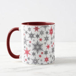Weihnachten, rot, weiß, Schneeflocken, Winter, Neu Tasse