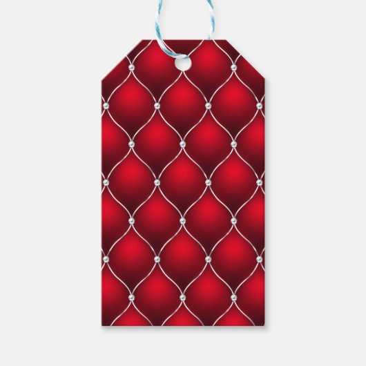 WEIHNACHTEN ROT & WEISS TUFTIERTES MUSTER GESCHENKANHÄNGER (Vorderseite)