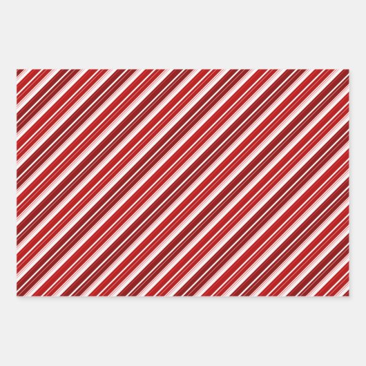 Weihnachten - Rot, Weiß und Grün - Streifen Geschenkpapier Set (Vorderseite 2)