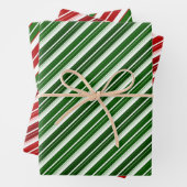 Weihnachten - Rot, Weiß und Grün - Streifen Geschenkpapier Set (Beispiel)