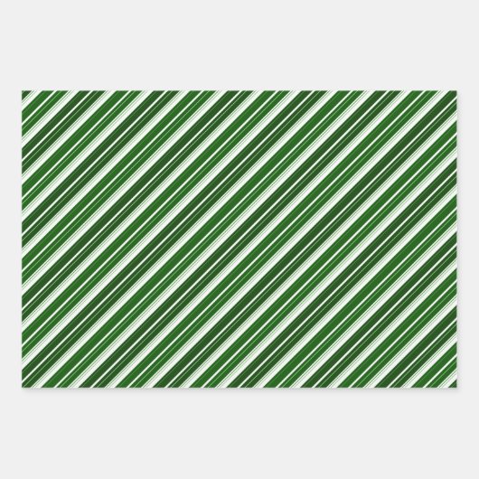 Weihnachten - Rot, Weiß und Grün - Streifen Geschenkpapier Set (Vorderseite)