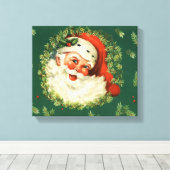 Weihnachten Rot, Weiß und Grün Weihnachtsmann Leinwanddruck (Insitu (Holzboden))