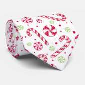 Weihnachten Rot-Weiß und Kalkgrün Candy Canes Krawatte (Gerollt)