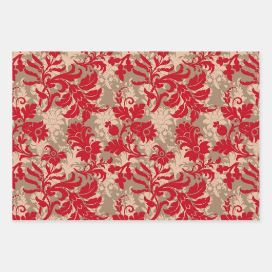 Weihnachten Rotbraun rustikales Blumenmuster Geschenkpapier Set (Vorderseite 3)