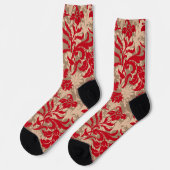 Weihnachten Rotbraun rustikales Blumenmuster Socken (Linkes Detail)