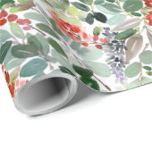 Weihnachten Rote Berries Grüne Weihnachtsgeschenk Geschenkpapier (Rolleneckpunkt)