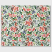 Weihnachten Rote Berries Grüne Weihnachtsgeschenk Geschenkpapier (Flach)