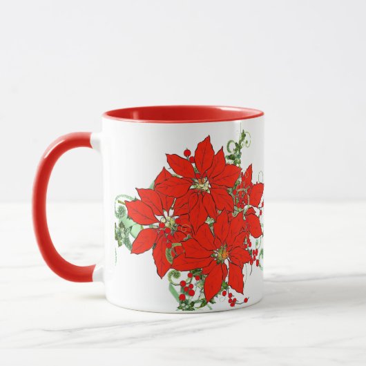 Weihnachten Rote Blume Keramik Tasse (Links)