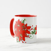 Weihnachten Rote Blume Keramik Tasse (Vorderseite Links)