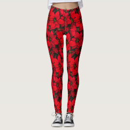 Weihnachten - Rote Blume Poinsettia Leggings