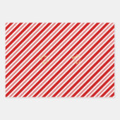 Weihnachten Rote Candy Stripes Gold Text Urlaub Geschenkpapier Set (Vorderseite 3)