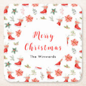 Weihnachten Rote Eiszeit Skate Frohe Weihnachten Rechteckiger Pappuntersetzer (Vorderseite)