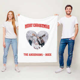 Weihnachten rote Familienfoto-Herzensname Fleecedecke