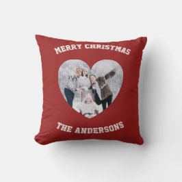 Weihnachten rote Familienfoto-Herzensname Kissen