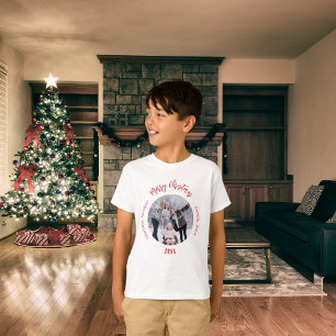 Weihnachten rote Familienfoto-Namen Kinder T-Shirt